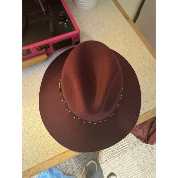 Scala Burgundy Wool Hat With Honey Bee and Gemstone head band. - Picture 8 of 12